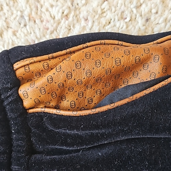Gucci Dapper Dan Black Velvet Monogram Leather Tan Brown Pocket Sweatpants Track - Picture 3 of 12